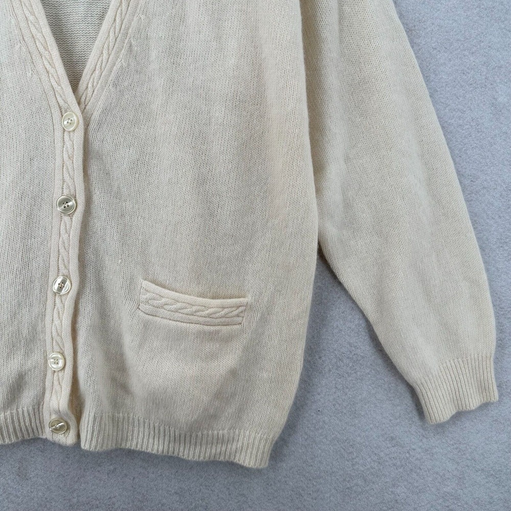 Carraige Court Cardigan Sweater Womens XL Ivory‎ Angora Lambswool Shoulder Pads - Picture 5 of 14